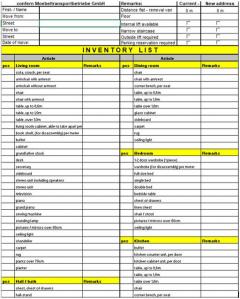Inventory list